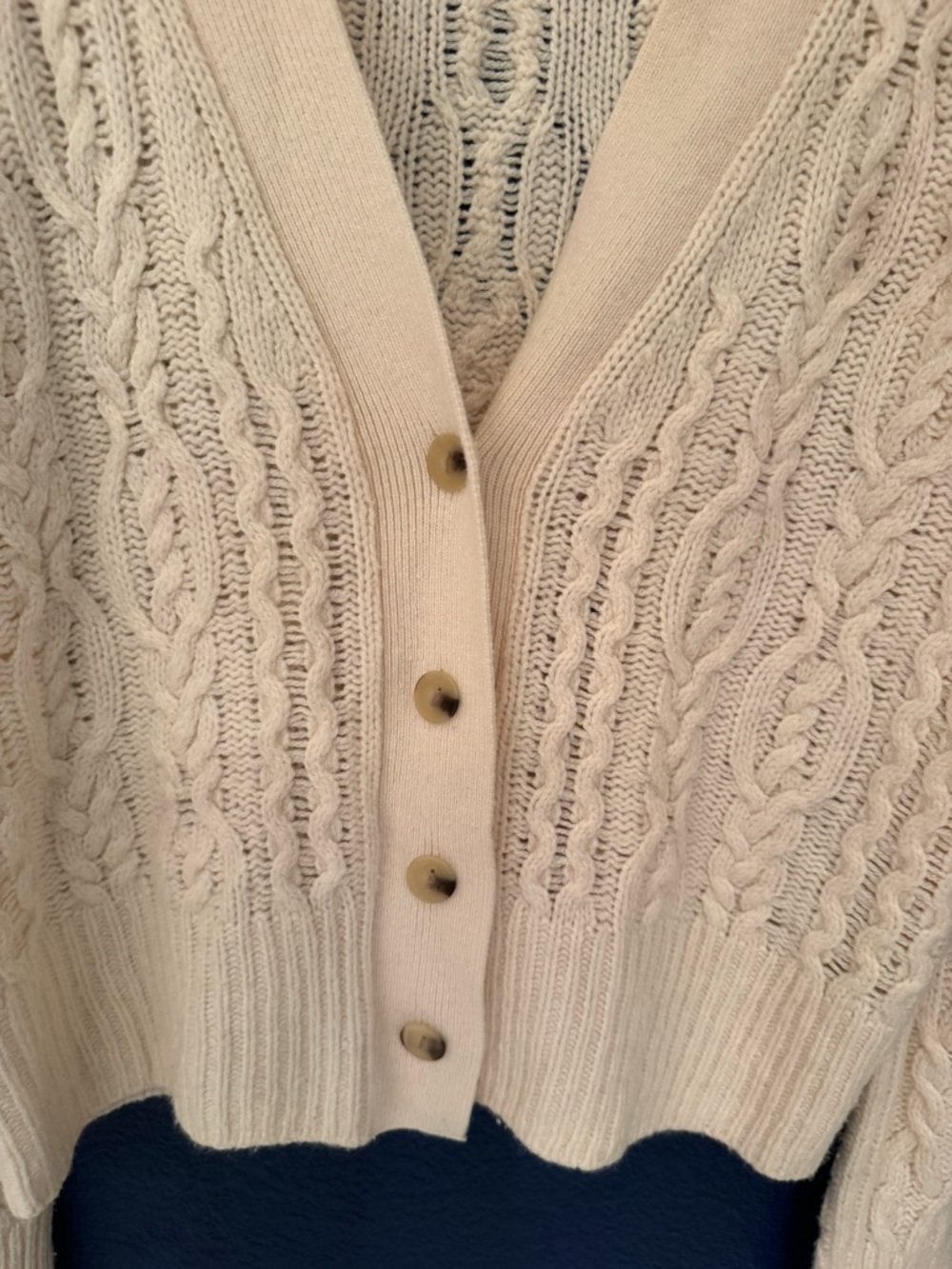 Vince Triple Braid Cable Wool & Cashmere Cardigan Women’s Cream Size Medium - Picture 12 of 14